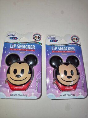 Disney Emoji Mickey Mouse Lip Smacker Lip Balm Lot of 2 Ice Cream Bar Flavor NEW